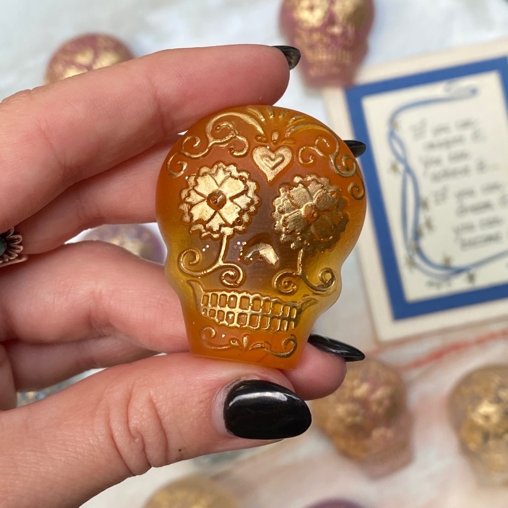 Sugar Skull Magnets PACK OF 4 Colorful Resin Art - Picture 7 of 16